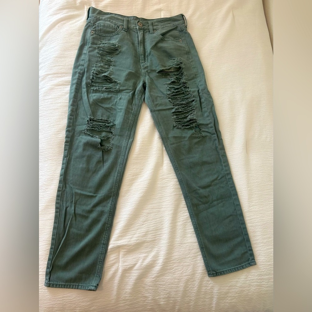 American eagle outfitters olive green denim wash jeans